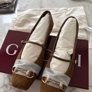 Gucci Brown Flats with Silver Accents